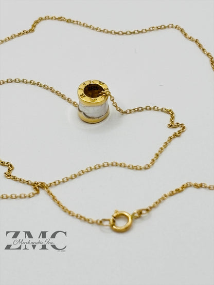 18K Gold Necklace with Barrel Pendant (Chocker Adult/Kids)