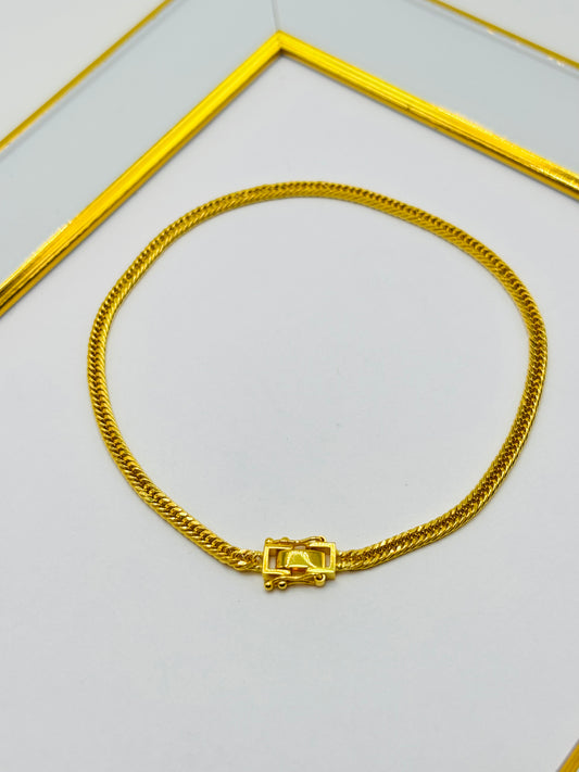 18K Gold Triple Lock Bracelet 3mm width