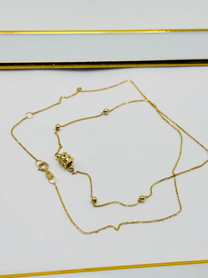 18K gold Ball & Barrel Attached Necklace