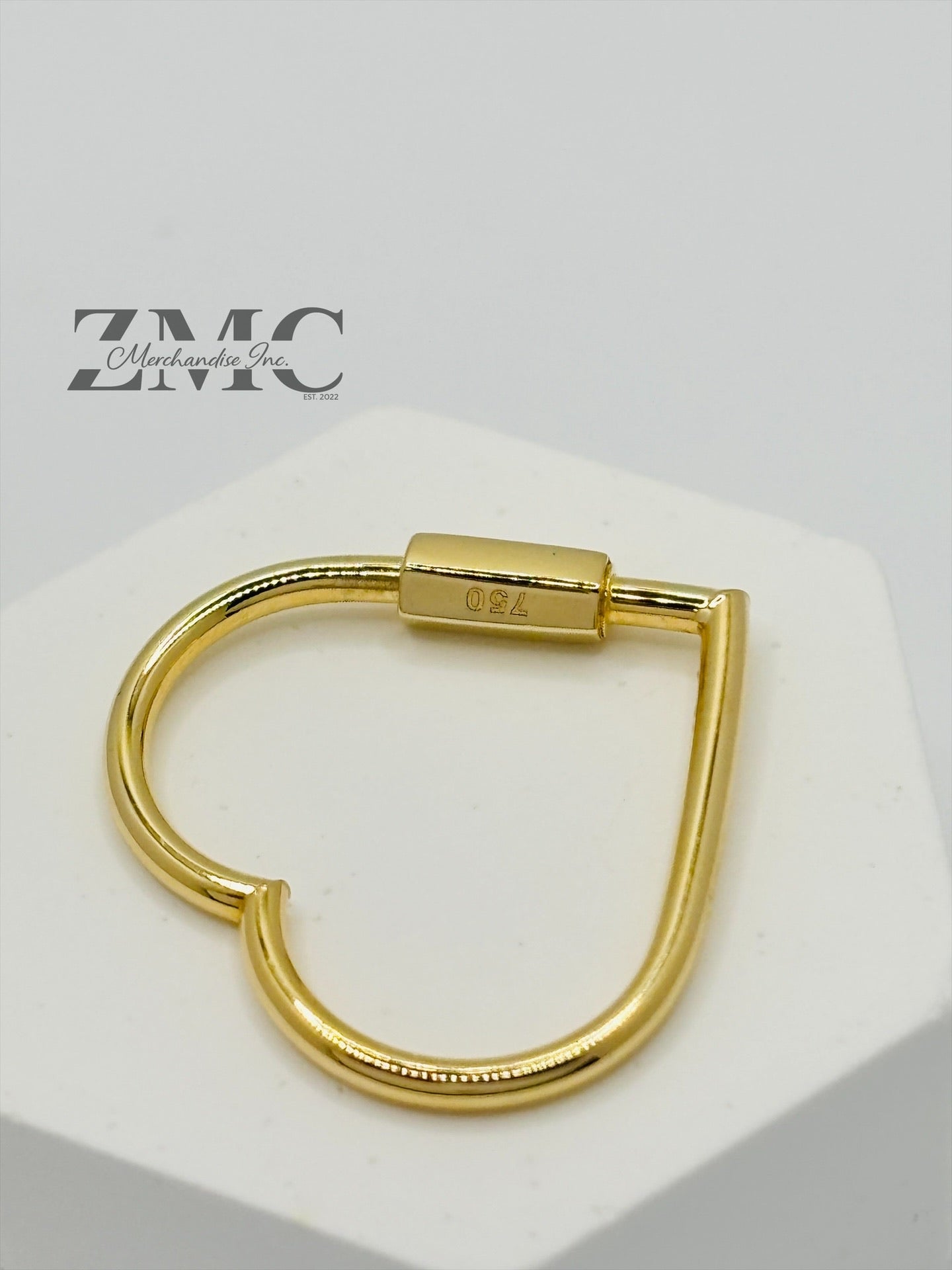 18K Gold Big Heart Carabiner Pendant