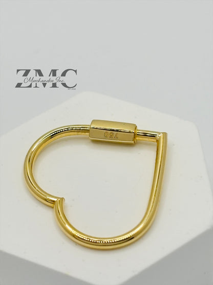 18K Gold Big Heart Carabiner Pendant