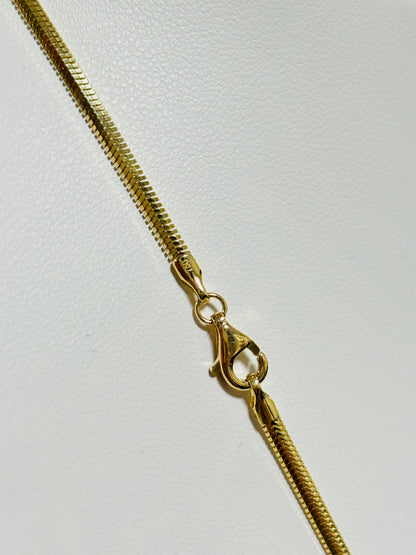 18K Gold Herringbone Chain with Mama Mary Pendant Set