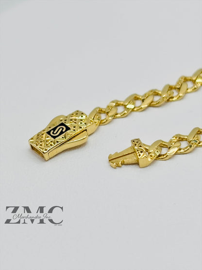 18K Gold M Diamond Cut Bracelet