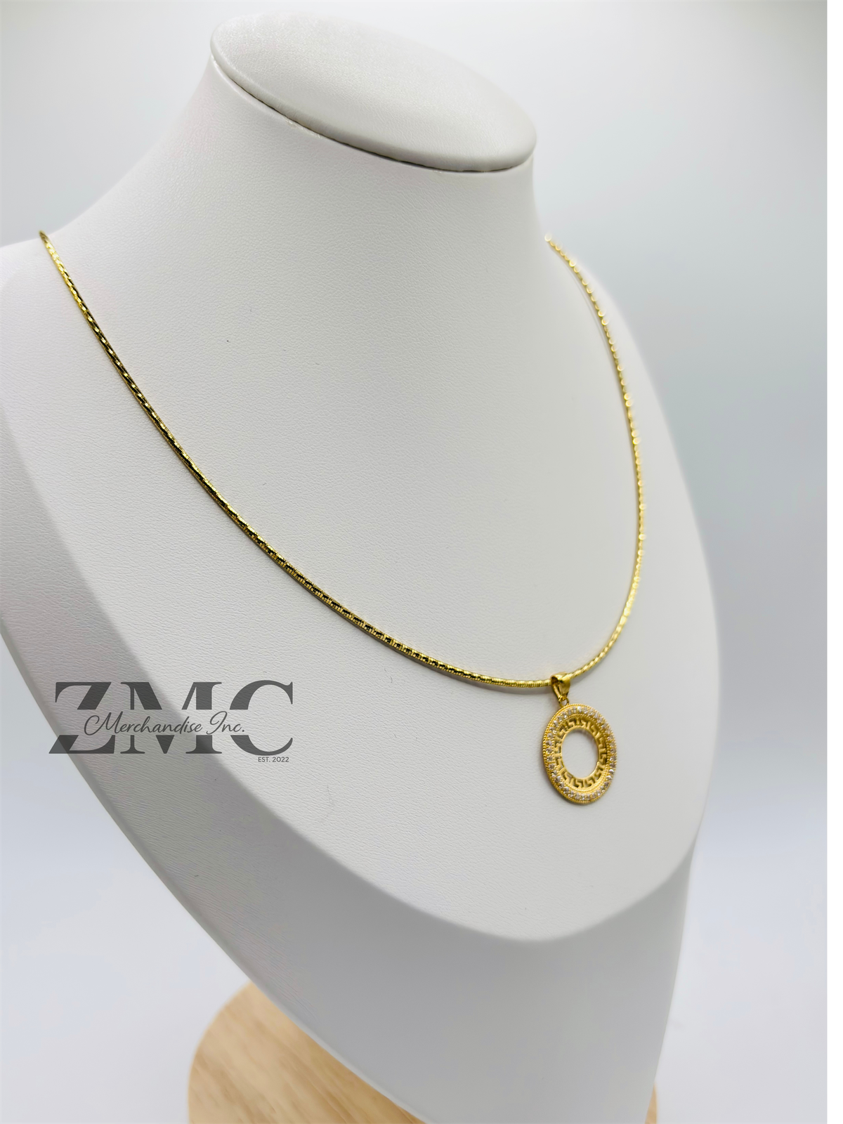 18K Gold Omega Circle Necklace
