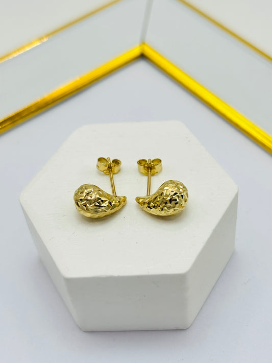 K18 Japan Diamond Cut Teardrop Small Earrings