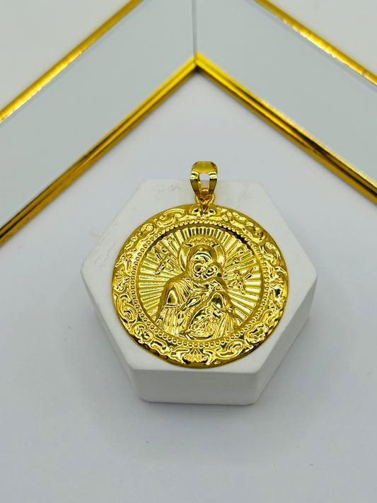 18K Gold Mama Mary Big Pendant