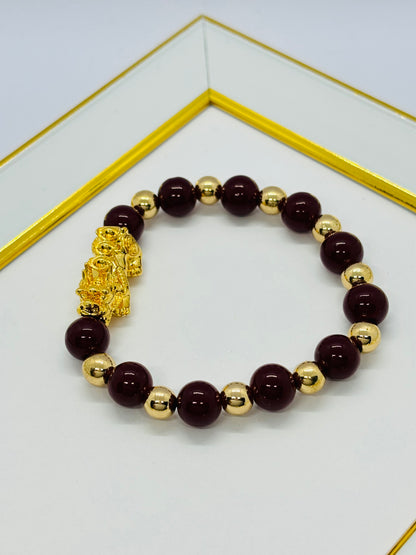 18K Gold  Lucky Piyao/ Pi Xiu Bracelet Red Gold ( Hollow Empty Inside) Extra Large Size