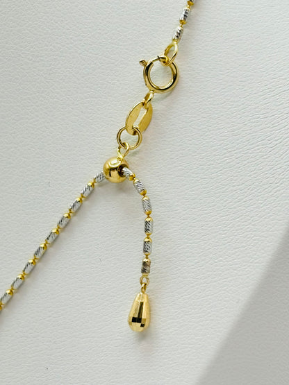 18K White/Yellow Gold with Padlock Pedant Necklace Set