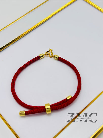 18K Gold Open Heart Red String Bracelet