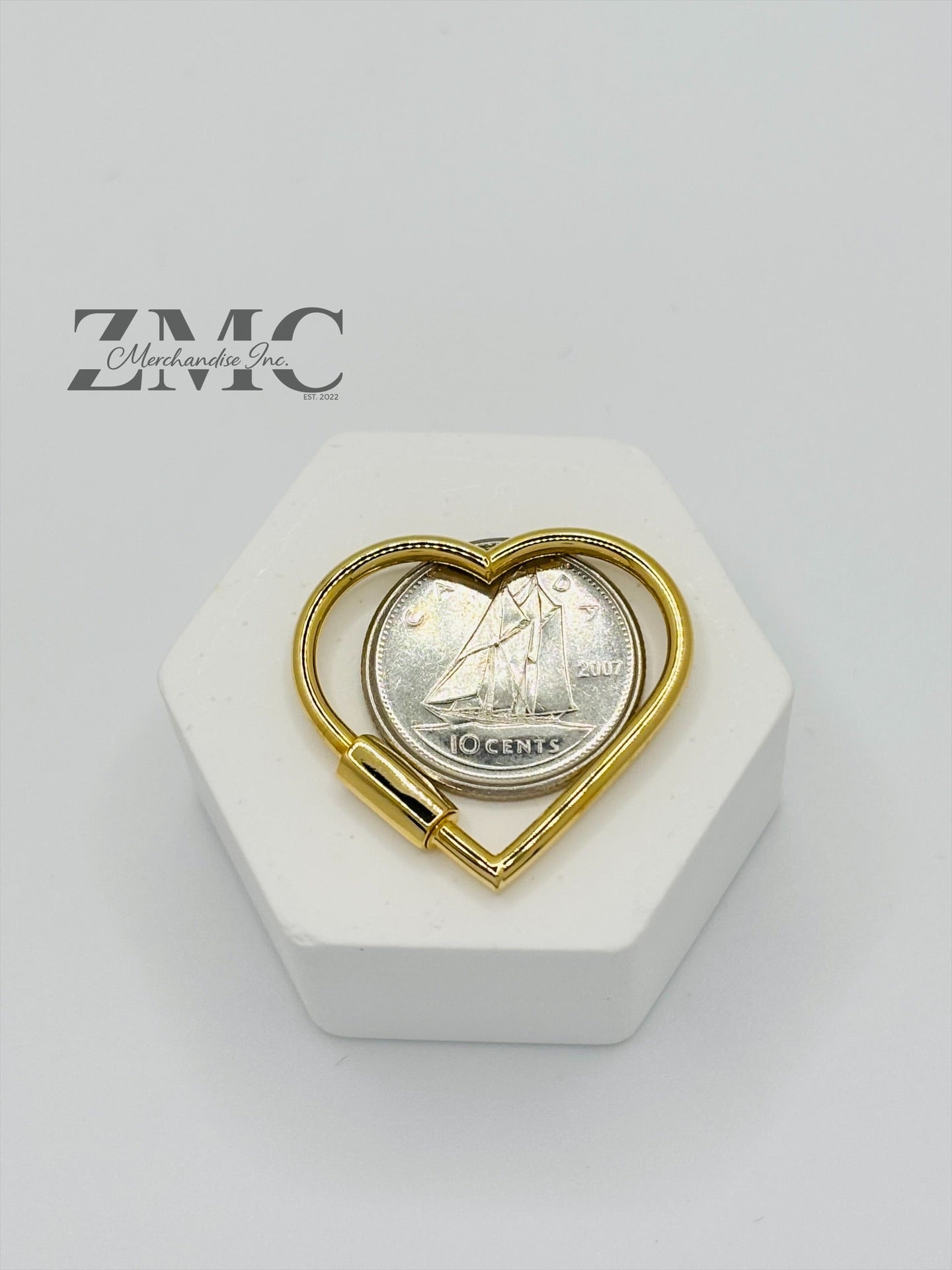 18K Gold Big Heart Carabiner Pendant
