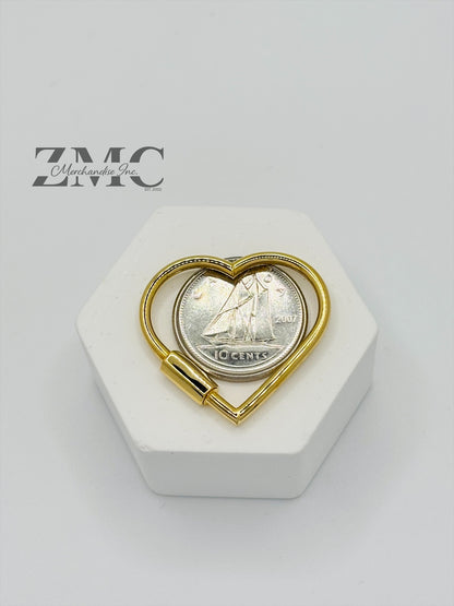 18K Gold Big Heart Carabiner Pendant