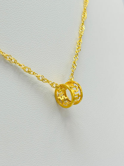 18K Gold Solid Barrel Necklace