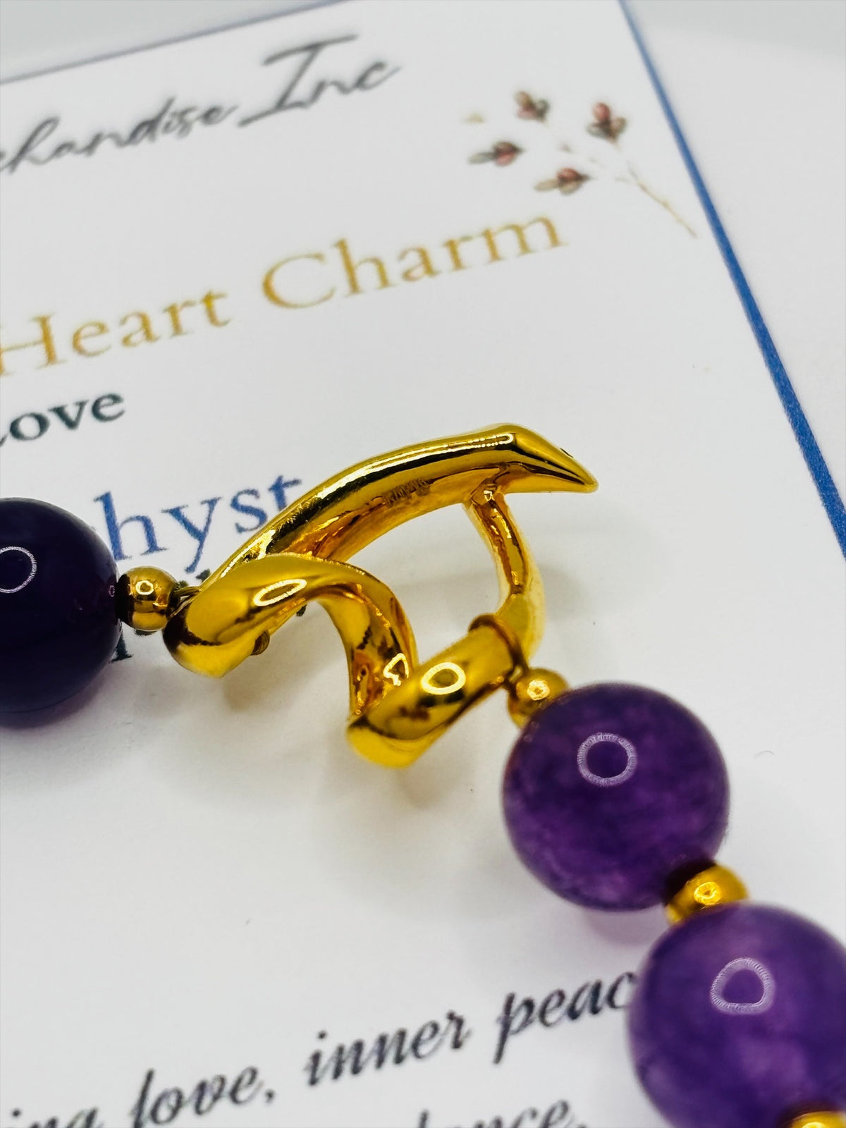 18K Gold Open Heart Amethyst Bracelet (Electroform Heart)