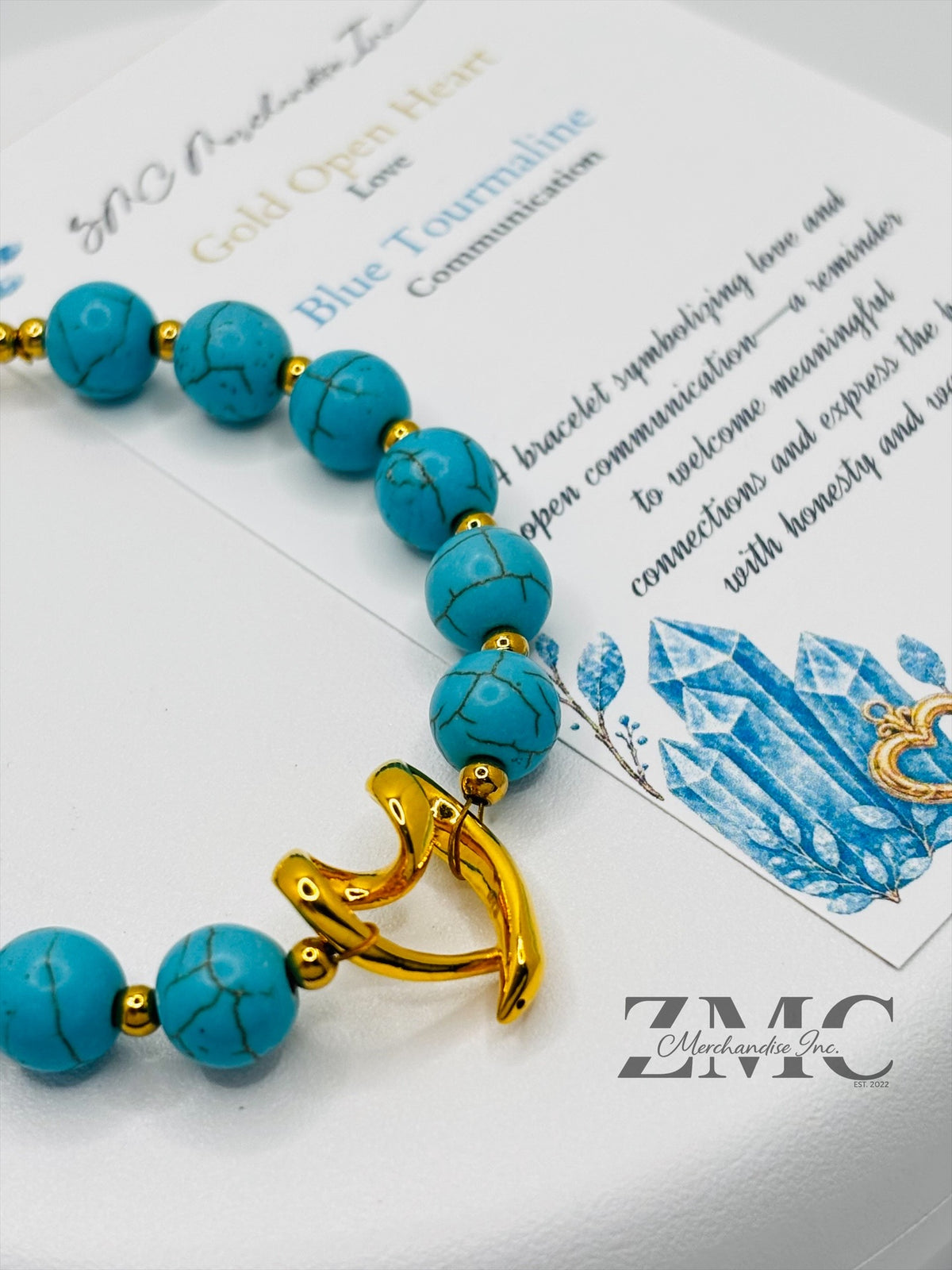 18K Gold Open Heart Blue Tourmaline Bracelet (Electroform Heart)