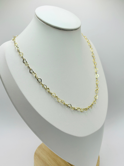 18K Gold Heart Necklace/Chain 4mm