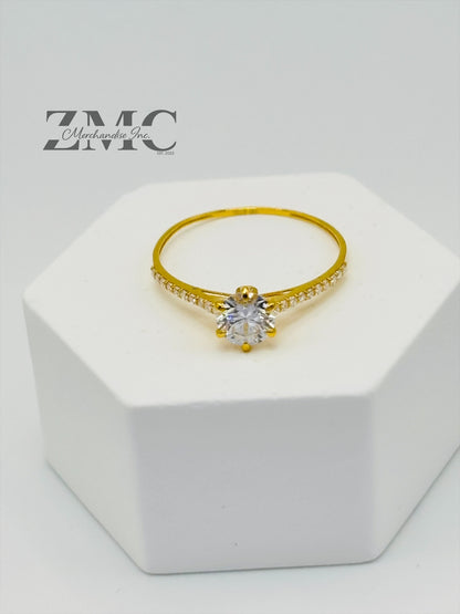 18K Gold Moissanite Diamond Round Ring