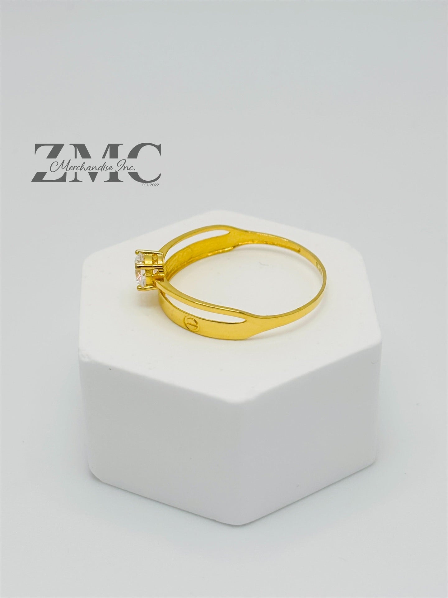 18K Gold Wedding Band with Stone Ring