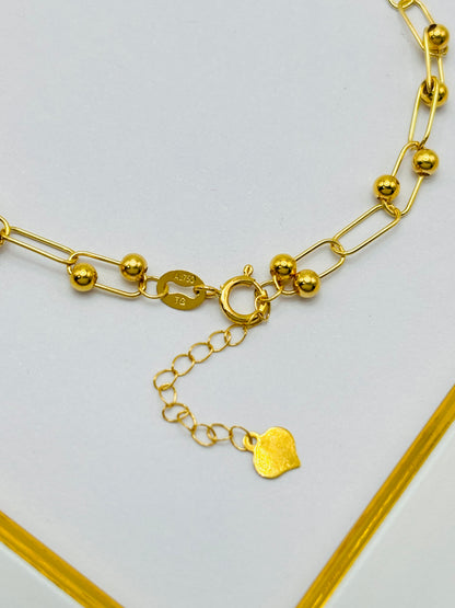 18K Gold Micro Hardware with Heart Bracelet
