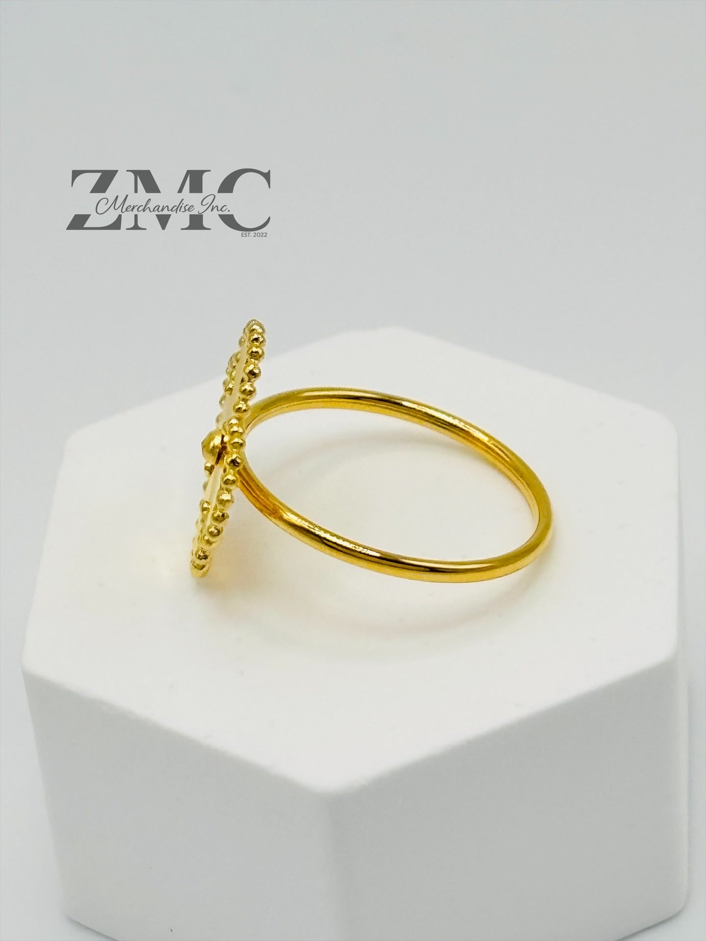 18K Gold Ring Clover 15mm