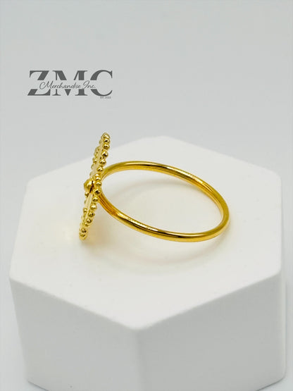 18K Gold Ring Clover 15mm