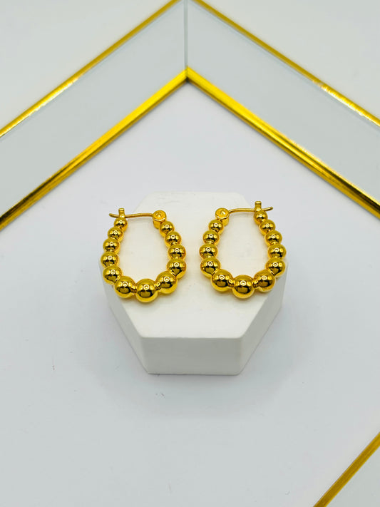 18K Gold Bubble Loop Earrings (Electroform)
