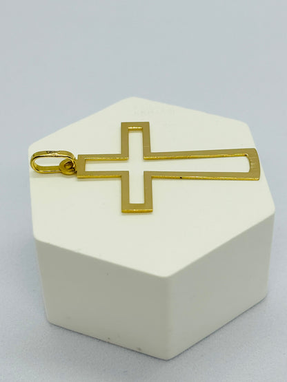 18K Gold Flat Cross Pendant