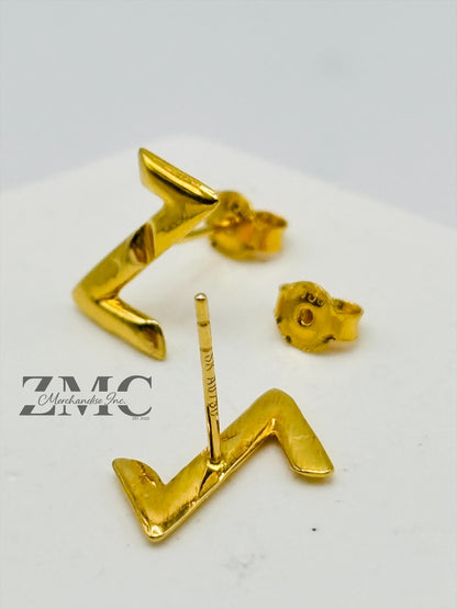 18K Gold Z Earrings