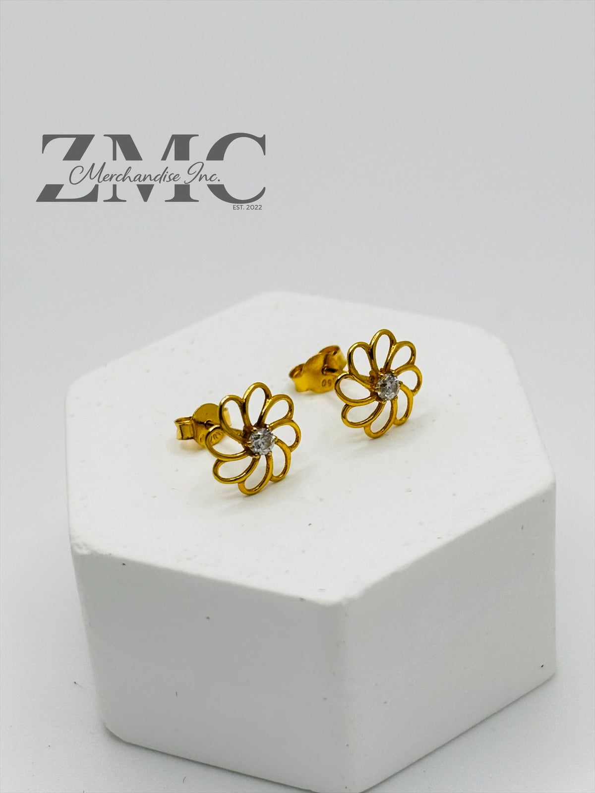 18K Gold Flower Moissanite Diamond Earrings