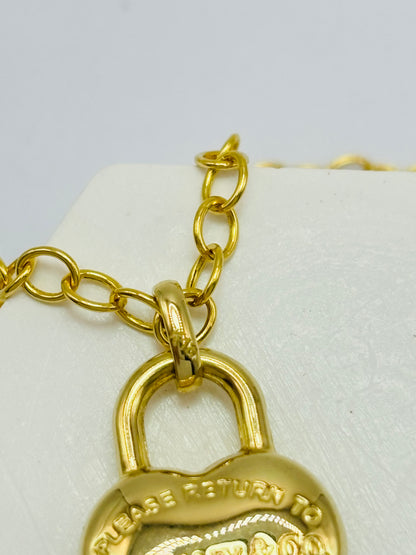18K Gold Circle Chain with K18 Japan Gold Heart Necklace