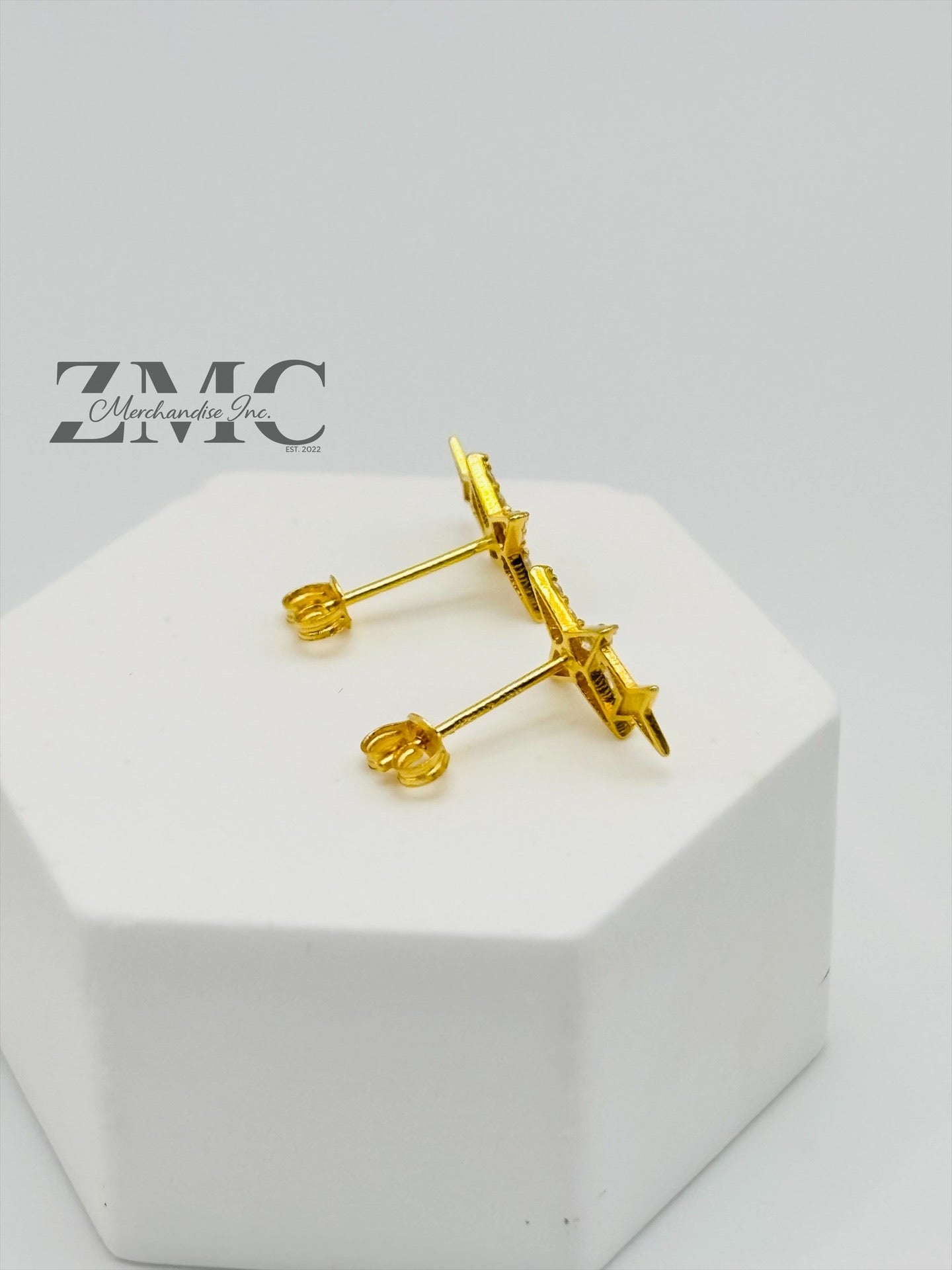 18K Gold Double Star Moissanite Diamond Earrings