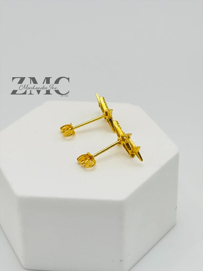 18K Gold Double Star Moissanite Diamond Earrings