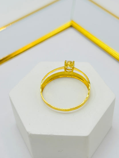 18K Gold Wedding Band with Stone Ring