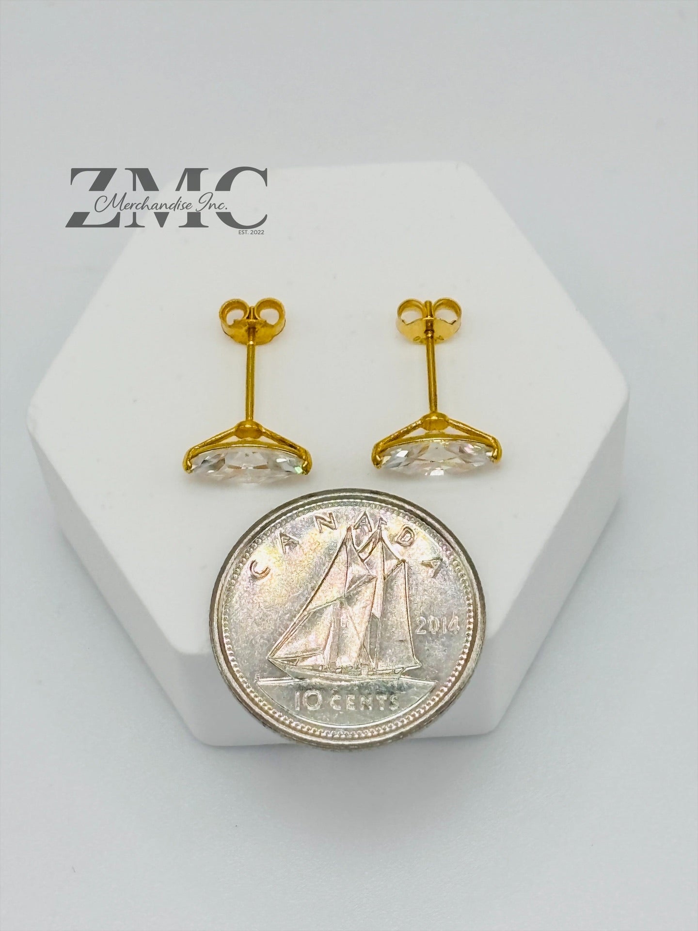 18K Gold Marquise Moissanite Diamond Earrings