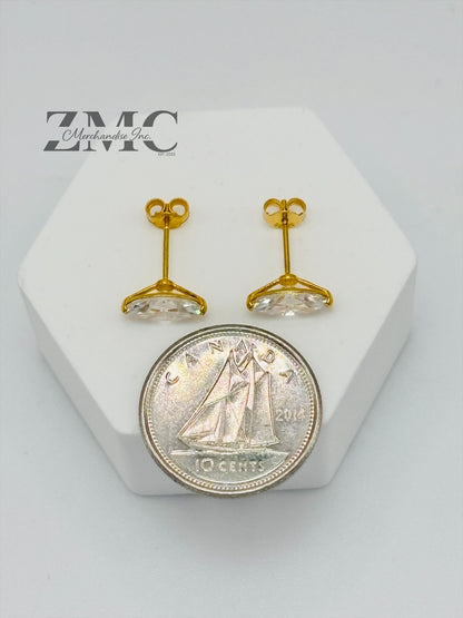 18K Gold Marquise Moissanite Diamond Earrings