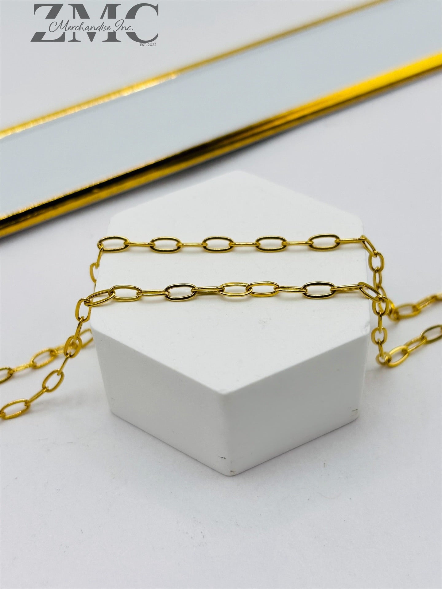 18K Gold Small Link Paperclip Chain