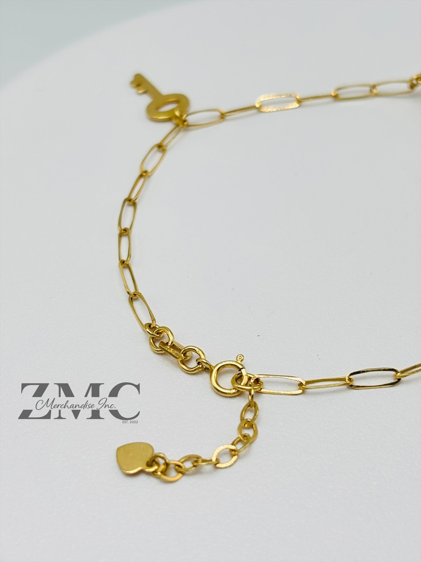 18K Gold Heart and Key Bracelet
