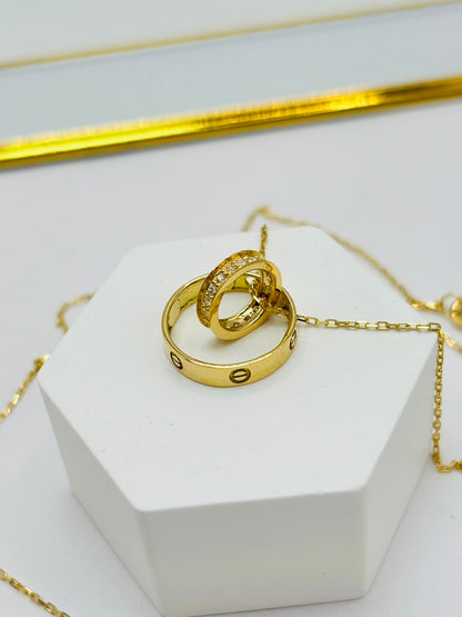 18K Gold Circle Attached Necklace