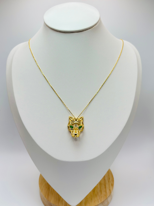 18K Gold Attached Big Panther Necklace