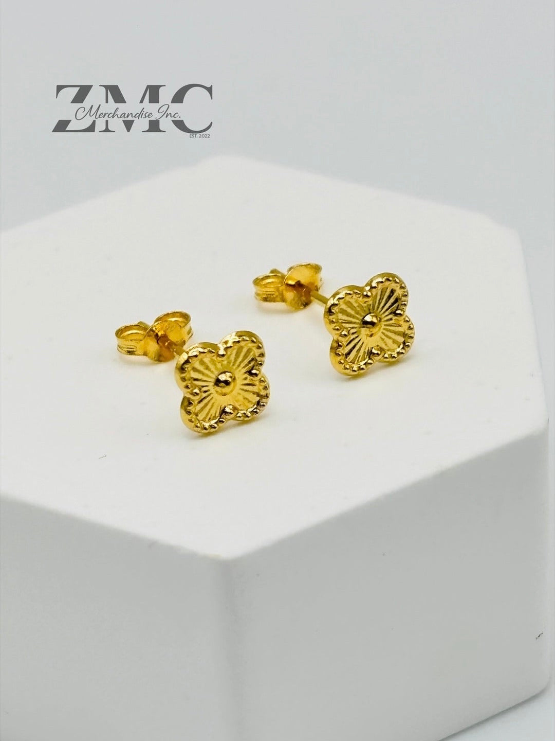 18K Gold Clover Kids Earrings