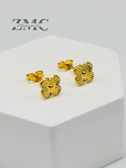 18K Gold Clover Kids Earrings