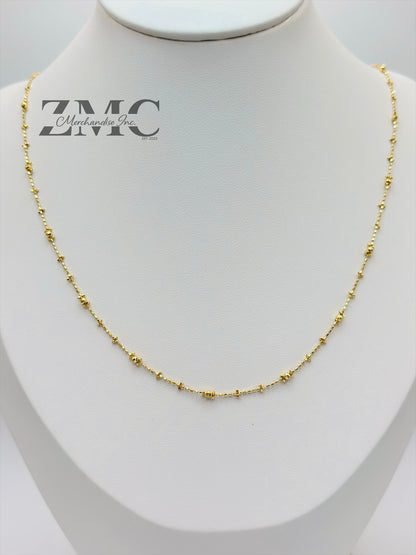18K Gold Mirror Ball Beads Slider Chain/Necklace