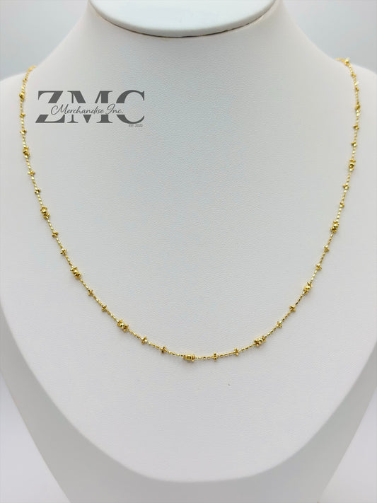 18K Gold Mirror Ball Beads Slider Chain/Necklace