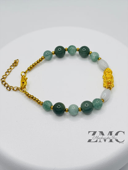 18K Gold Lucky Piyao/ Pi Xiu  Jade Bracelet ( Hollow Empty Inside) Medium