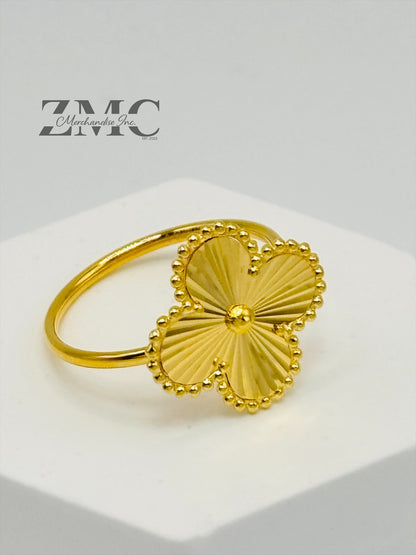 18K Gold Ring Clover 15mm