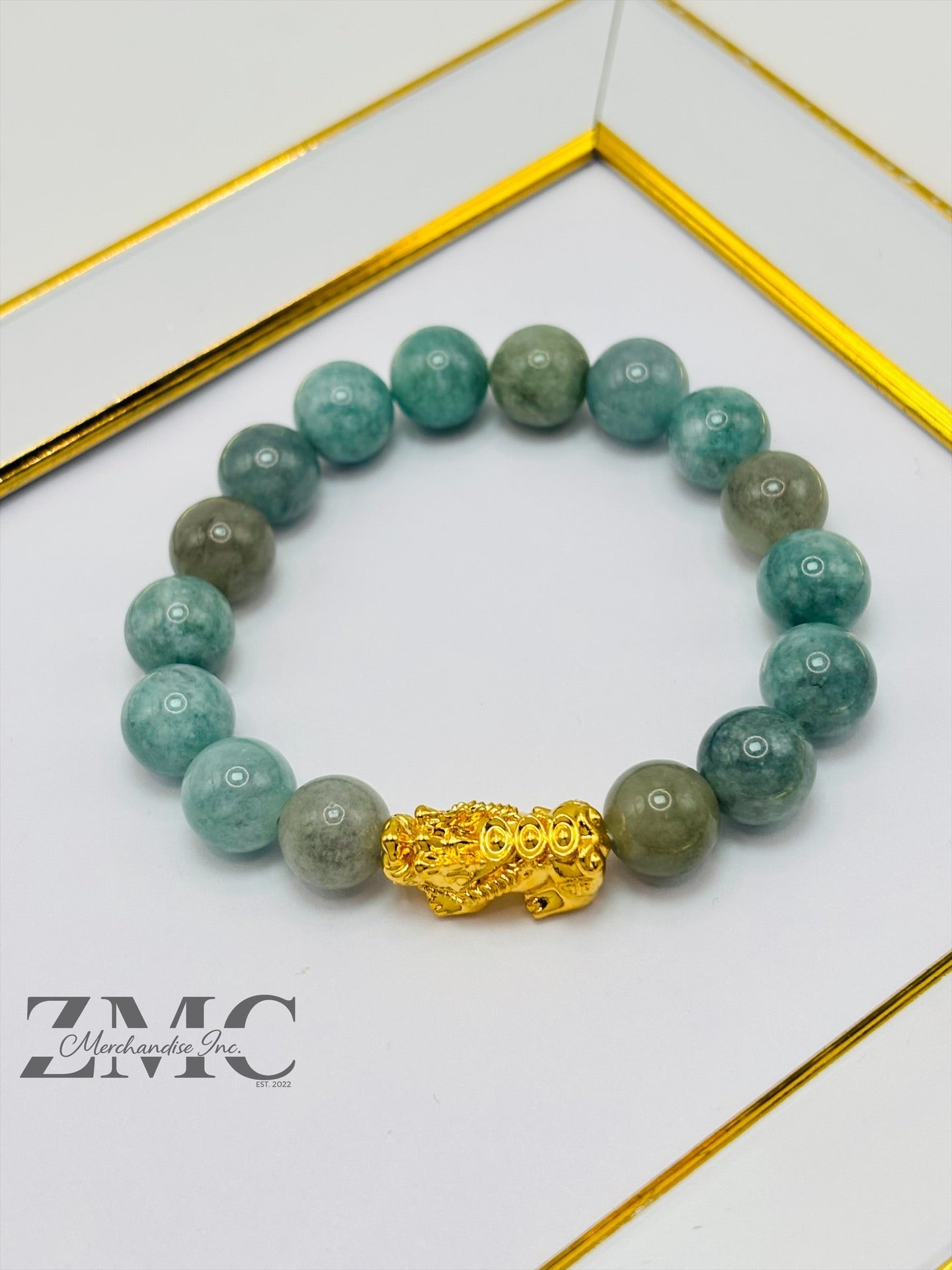 18K Gold Lucky Piyao/ Pi Xiu  Bracelet Jade ( Hollow Empty Inside) Large