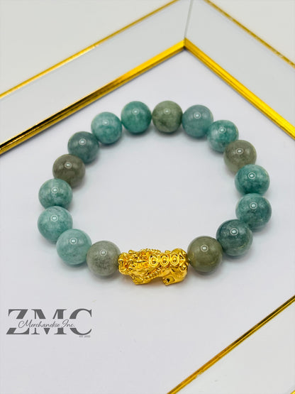 18K Gold Lucky Piyao/ Pi Xiu  Bracelet Jade ( Hollow Empty Inside) Large