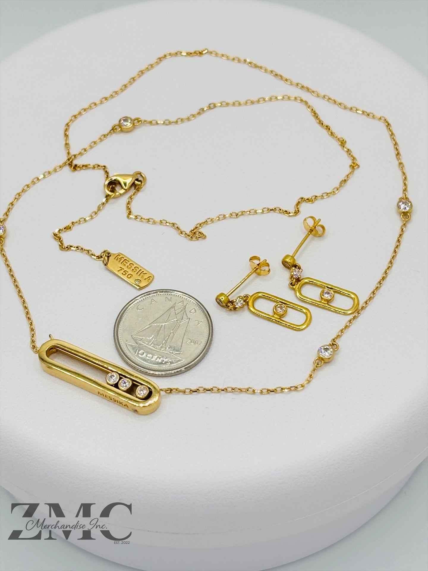 18K Gold Necklace and Earrings Set