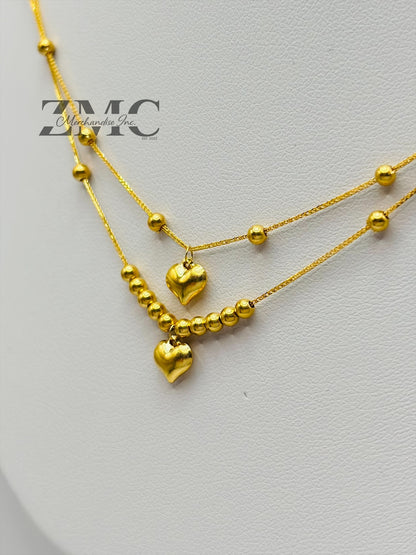18K Gold Layered Heart Ball Necklace