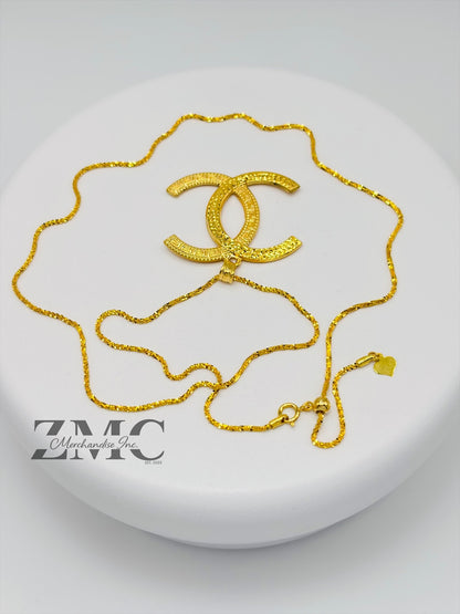 18K Gold C Necklace Slider