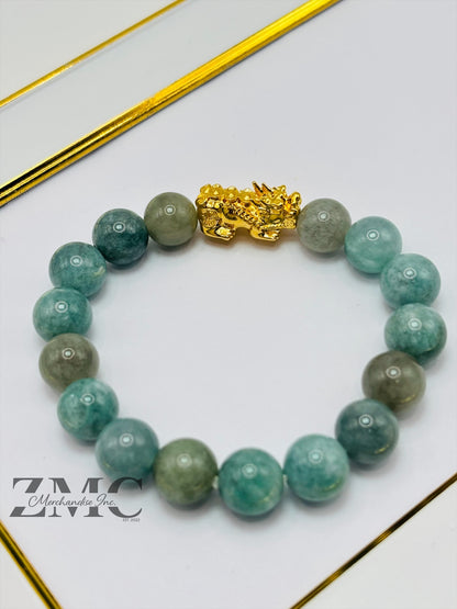 18K Gold Lucky Piyao/ Pi Xiu  Bracelet Jade ( Hollow Empty Inside) Large